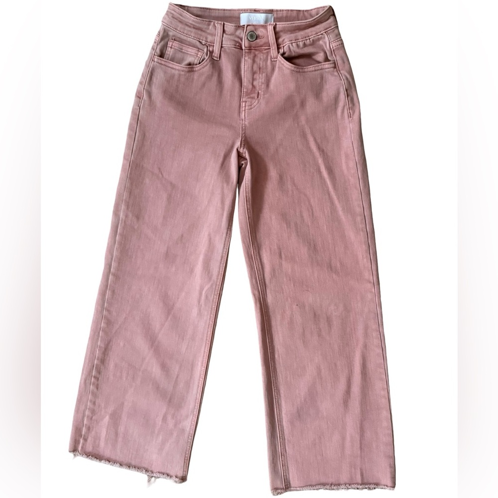 Vervet - Women’s Pink Wide Leg Cropped Frayed Hem Jeans (EUC) Size: 24